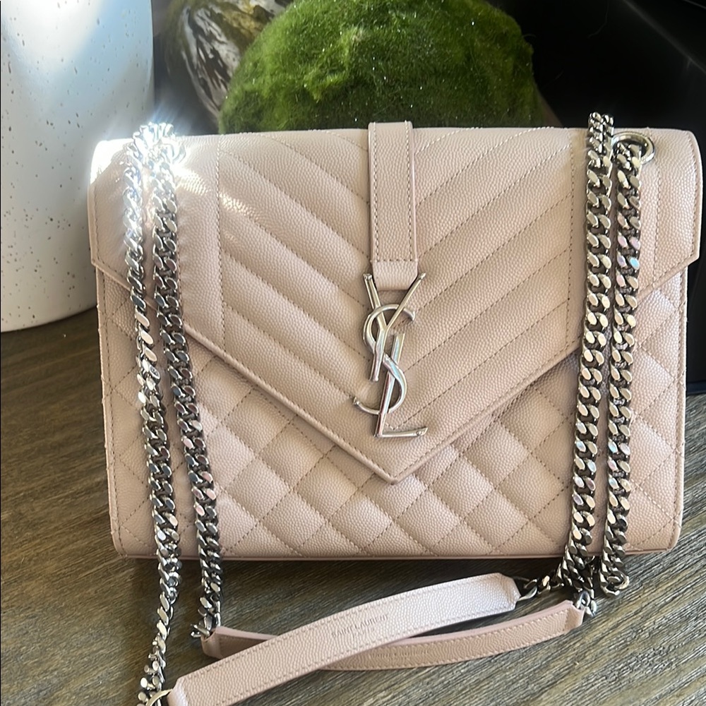 Authentic Yves Saint Laurent Pink Quilted Chain Bag